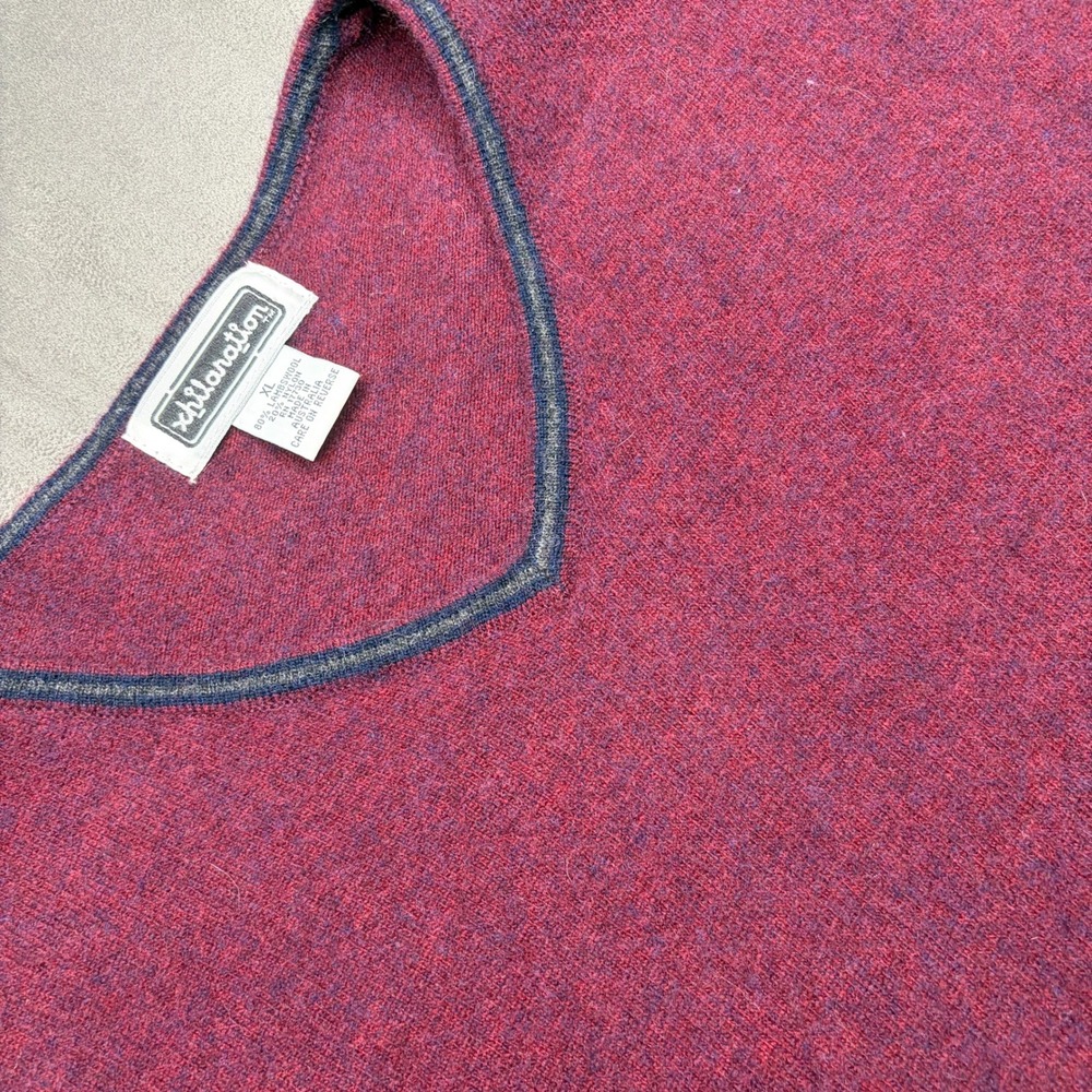 Vtg 90s Xhilaration V-Neck Sweater Women XL Burgundy Wool Cropped Dark Academia